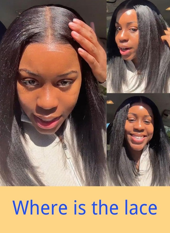Nadula Yaki Straight Bob Drawstring Wig Human Hair Glueless Pre Cut 7x5 HD Bye Bye Knots Lace Front Wig Pre Plucked Invisible Knots Ready to Wear Short Light Yaki Bob Wigs 150% Density 10inch - Image 5